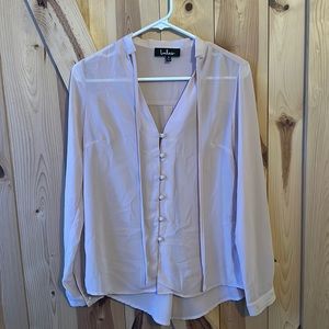 Lulus size small front tie-button up shear blouse.